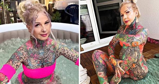 Grandmother With Entire Body Covered In Tattoos Reveals What She Looked Like  Decade Ago. Check the c0mments. 👇