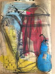 Expressive Abstract Still Life Collage Acrylic Charcoal Drawing By Aliki Yiorkas Charcoal Drawing Tutorial Charcoal Drawing Still Life Drawing
