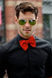 Black is after all, timeless; Black Shirt Red Bow Tie