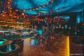 The Abyss Italy Interior Design Bar Pub Kraken Water Marine Blue Copper Steampunk Octopus Musical Instruments Steampunk Interior Steampunk Bar Pub