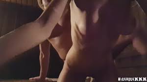 A teenage Playboy model fucks in a sauna with her fan