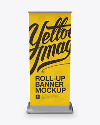 This set includes three high quality psd files. Roll Up Banner Mockup Front View In Indoor Advertising Mockups On Yellow Images Object Mockups Mockup Roll Up Design Mockup Free Psd