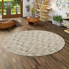 Moderner designer teppich muster beige braun wohn und schlafbereich designer teppiche. Streifenberber Teppich Modern Stripes Beige Rund