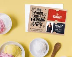 Show off your logo while saying thank you, best wishes, congratulations, or. Gift Card Ice Cream Etsy