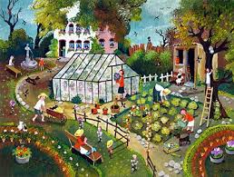 Gina Gallery Life In The Garden Naive Art Garden Illustration Naive Painting