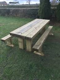 A backless outdoor bench can be used to complement a corner bench dining setting, or you could stick to just having two backless benches either side of your table to create an open and spacious setting. Rustic 2 4m Garden Table And 2 Benches Set Outdoor Dining Furniture Ebay