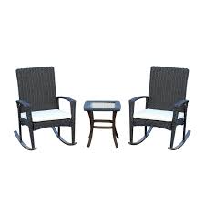 Amazon Com Outsunny 3 Piece Outdoor Rocking Chair And Table Set Garden Outdoor Wicker Rocking Chair Outdoor Rocking Chairs Rocking Chair