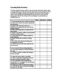 Learning Style Inventory Survey Learning Style Inventory Learning Style Learning Style Assessment