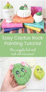 Use a brush to paint the rocks with white or gray primer. Easy Rock Painting Ideas Diy Cactus Rock Painting Tutorial