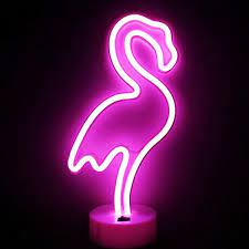 Aizesi Led Neon Light Sign Flamingo Lamps Holder Decoration Accessory For Summer Party Table Decoration Children Pink Neon Lights Neon Lighting Flamingo Lights
