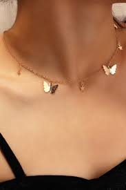 Metallic Star Butterfly Choker Necklace Gold Silver In 2020 Butterfly Pendant Necklace Gold Choker Necklace Girly Jewelry