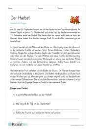 Zwei leseübungenfür die 1 klasse als kostenloser download. Lesetext Zum Herbst Gedicht Grundschule Deutsch Lesen Lesen