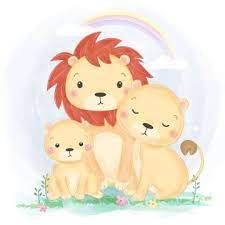 Adorable Lion Family Illustration In Watercolor Style Lion King Clipart Adorable Animal Png And Vector With Transparent Background For Free Download Family Illustration Lion Illustration Lion Family
