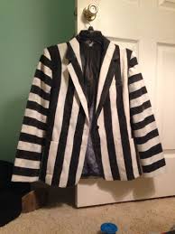 Beetlejuice Black And White Striped Suit Diy Beetlejuice Jacket I Did For This Years Halloween Costume Beetlejuice Costume Beetlejuice Costume Diy Kids Beetlejuice Costume