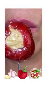 #creatorsearchinsights ASMR trying stuffed cherry peppers with garlic  creamy cheese filling! Wow thats so good and juicy #asmr #mukbang #juicy  #stuffedpeppers #emojichallenge