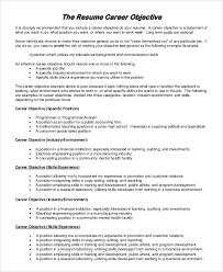 Free 7 Sample Objectives For Resume Templates In Pdf Ms Word