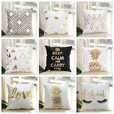 Huge sale on pillow car now on. Bronzing Cushion Cover Gold Printed Decorative Pillow Covers Sofa Seat Car Throw Pillowcase Lips Eyelash Black White Gold Home Decor Yw1168 From Bling World 2 44 Dhgate Com