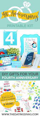 Fourth Anniversary Gift Printable Kit Anniversary Ideas For Him 4th Wedding Anniversary Gift 4th Anniversary Gifts