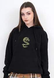 Black And Neon Green Hoodie Dragon Hoodie Neon Green Embroidered Shirt Aesthetic Hoodie Aesthetic Clothing Aesthetic Shirt Embroidered Hoodie Tumblr Clothing Y2k Embroidered Hoodie Hoodie Fashion Aesthetic Shirts