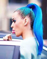 .three tone synthetic curly wavy ponytail hair extensions black to blue to sky blue: 30 Cute And Easy Ponytail Hairstyles To Try Now Beauty Epic Katy Perry Hair Katy Perry Katy Perry Pictures