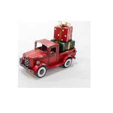 Whimsical holiday accent for indoors or covered outdoor display. Red Metal Christmas Truck Wayfair