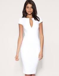 White Plain Lowcut Winterseason Fashion Dresses Little White Dresses