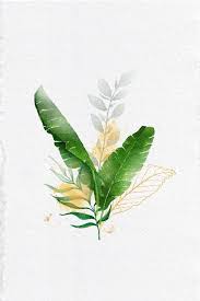 Watercolor Gold Tropical Leaves In 2021 Herbs Illustration Tropical Leaves Leaf Illustration