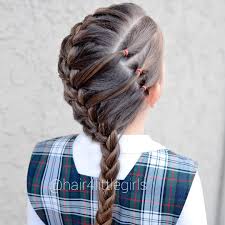 быстрые прически прически в садик за 5 минут на короткие волосы 3 Side Ponytails Into A French Braid Party Hairstyles Girl Hairstyles Girl Hair Dos