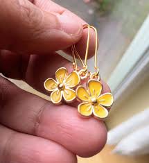 Our hawaii sewing team & their family thanks you. Stocking Stuffers Yellow Plumeria Flower Earrings Hawaii Earrings Fab Stitches