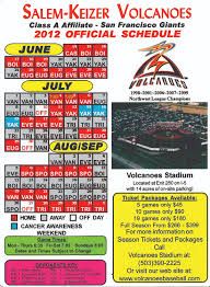 2012 Schedule Salem Keizer Volcanoes Volcanoes Stadium