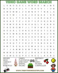 Video Game Themed Word Search For Kids Thrifty Mommas Tips Video Games For Kids Video Games Birthday Party Video Games Birthday