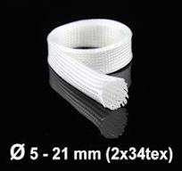 Glass Fibre Braided Sleeve 34x2tex (D= 17 mm at 45°) | HP-BSE017/060