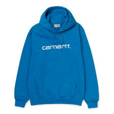 Poche à glissière et écusson à logo en tissu orange, gris et bourgogne à la poitrine. Trouva Sweat A Capuche Carhartt Azzuro Et Blanc