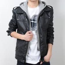 New Men S Slim Pu Hoody Leather Jacket Coat Removable Hooded Motorbike Leather Double Zipper Jacket Leather Jacket With Hood Leather Jacket Hoodie Jacket Combo