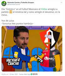 Jun 30, 2021 · la liga mx ya está preparando el inicio del apertura 2021 y aunque el calendario oficial aún no sale a la luz, fuentes filtraron el rol de juego de las águilas del club américa y ya conocen su camino a seguir para levantar la 14 este torneo. Atlas Vence Al America En La Mesa Y Los Memes No Perdonan El Informador