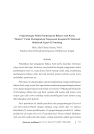 Untuk memperoleh kesatuan pengertian dan menghindari kesalahpahaman dalam memahami judul skripsi ini, maka penulis menganggap perlu adanya beberapa batasan dan penegasan istilah sebagai berikut: Judul Skripsi Tentang Media Pembelajaran Bahasa Arab Kumpulan Informasi