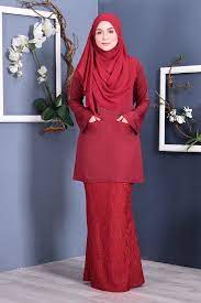 Lawarni nafeesa fatimah baju kurung kedah moden 2019 part 1 shopee malaysia. Baju Kurung Kedah Lace Gemini Cherry Red Muslimahclothing Com