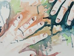 The same emotion can be seen in his hand. Abstract Watercolor Painting Of Hands Reaching Out Abstract Watercolor Painting Watercolor Paintings Abstract Watercolor