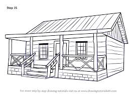 A Wood Cabin Is Construct With Wood Pieces And It Is Especially A Less Finished Or Architecturally Sophisticate House Sketch Step By Step Drawing House Drawing