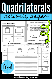 In this activity, students will practice finding the measure of interior and exterior angles and the sum of interior angles of regular polygons as they have fun coloring! Quadrilateral Activity Pages Free This Reading Mama