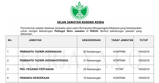 Lebih 190 jawatan kosong termasuk calon simpanan kini dibuka untuk permohonan secara atas talian. Jawatan Kosong Risda Kerja Kosong Kerajaan