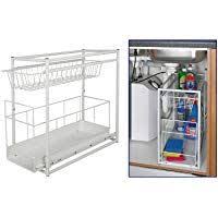 Lacyan Panier Coulissant Paniers Pour Etageres Avec 2 Tiroirs A Panier Coulissant Pour Cuisine Et Salle De Bain En 2020 Rangement Rangement Sous Evier Meuble Rangement