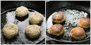 Oil for shallow pan frying • skinless boneless chicken, white or dark meat • bowl of heavily salted water • ap flour • salt, pepper, garlic and onion powders, paprika • eggs, beaten in a bowl • water Fish Croquettes Easy Fish Croquettes Recipe Shallow Fried Fish Croquettes