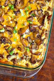 Sep 16, 2018 · an egg casserole such as this one is so easy to make and unlike an overnight breakfast casserole, it can be prepped in a few minutes and put into the oven right away. Hash Brown Casserole With Eggs Sausage And Mushrooms The Wicked Noodle
