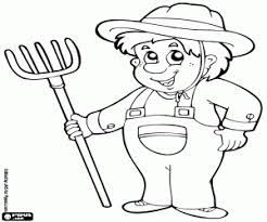 Um dia o pequeno agricultor foi, como todas as manhãs, dar de comer aos seus. Desenho De O Agricultor Com Um Forcado Para Colorir Colorir Fazendeiro Desenhos