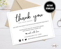 Printable Business Card Thank You Template Etsy Seller Thank Etsy In 2020 Thank You Card Template Printable Business Cards Business Thank You Cards