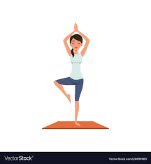 Girl Standing In Tree Pose Vriksasana Ii Vector Image Yoga Illustration Standing Yoga Poses Yoga Tree Pose