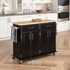 large black wood kitchen island trolley