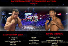 Чемпион мира в полулёгком весе wbo. Afisha Boj Vasilij Lomachenko Protiv Migel Marriaga