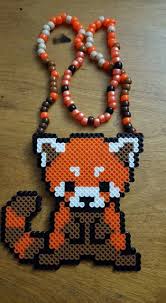 Red Panda Perler Necklace By Ladyraveicorn Perler Bead Art Diy Perler Beads Perler Beads